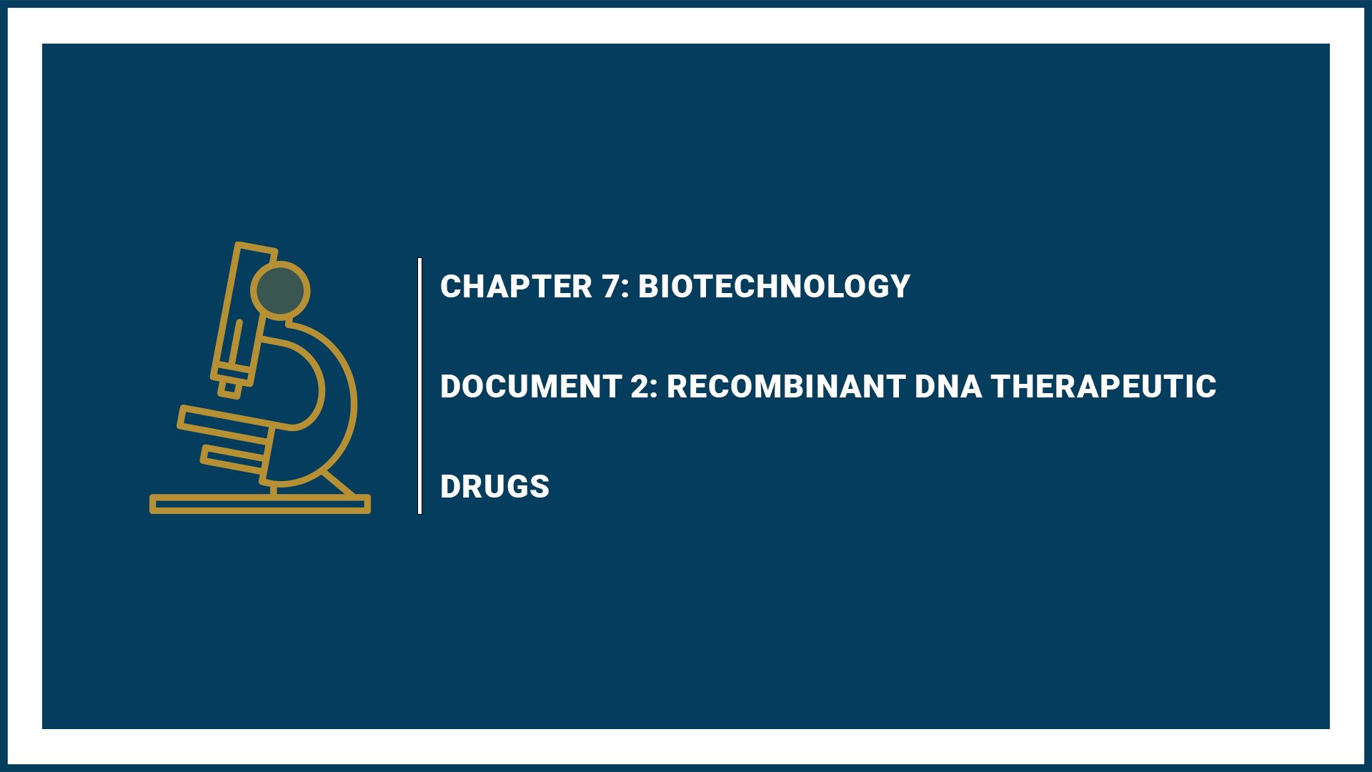 Chapter 7: Biotechnology - Document 2: Recombinant DNA Therapeutic Drugs